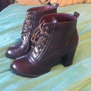 Brown heeled booties